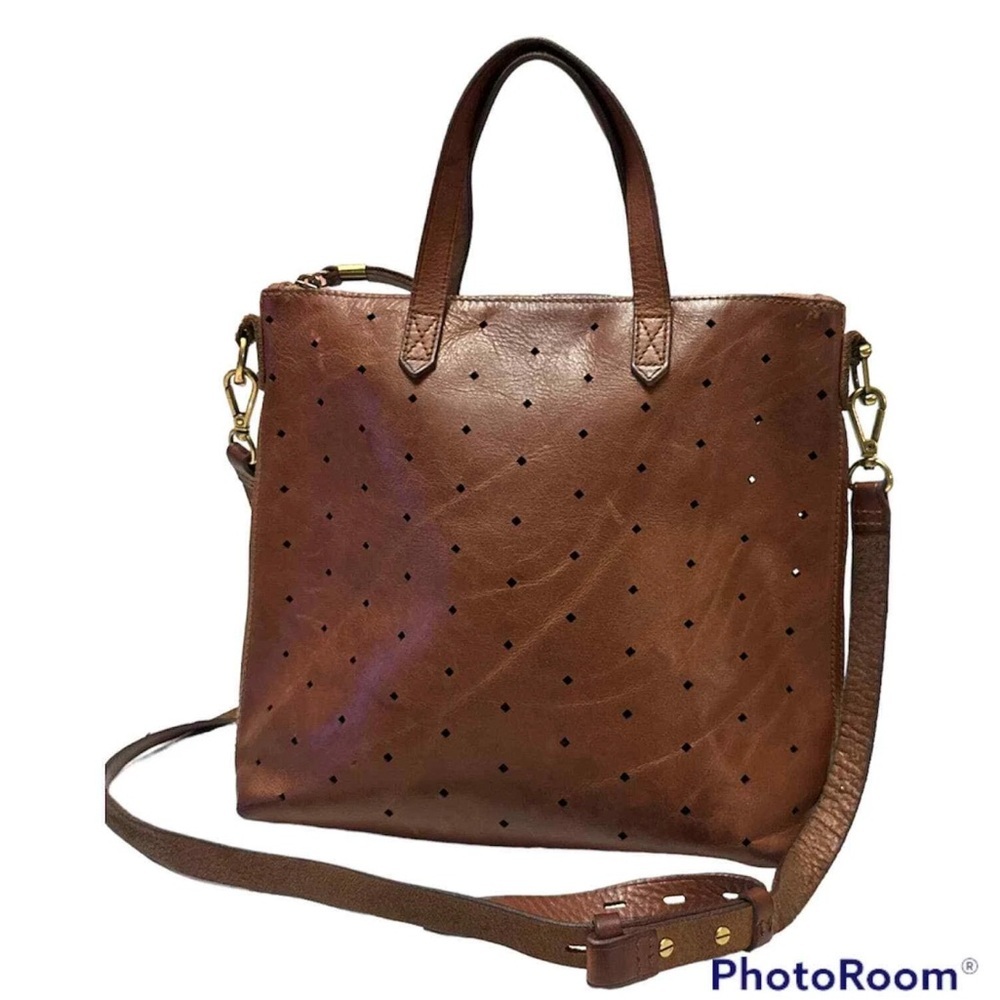 Madewell Mini Transport Perforated Leather Tote Crossbody